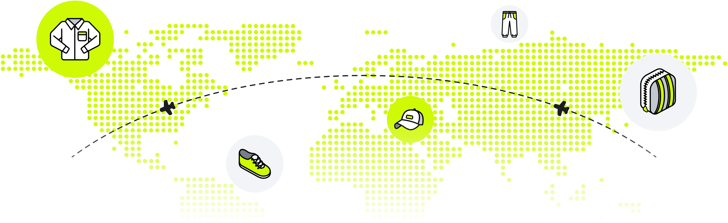 RizzitGO’s world-map illustration with clothing and parcel icons